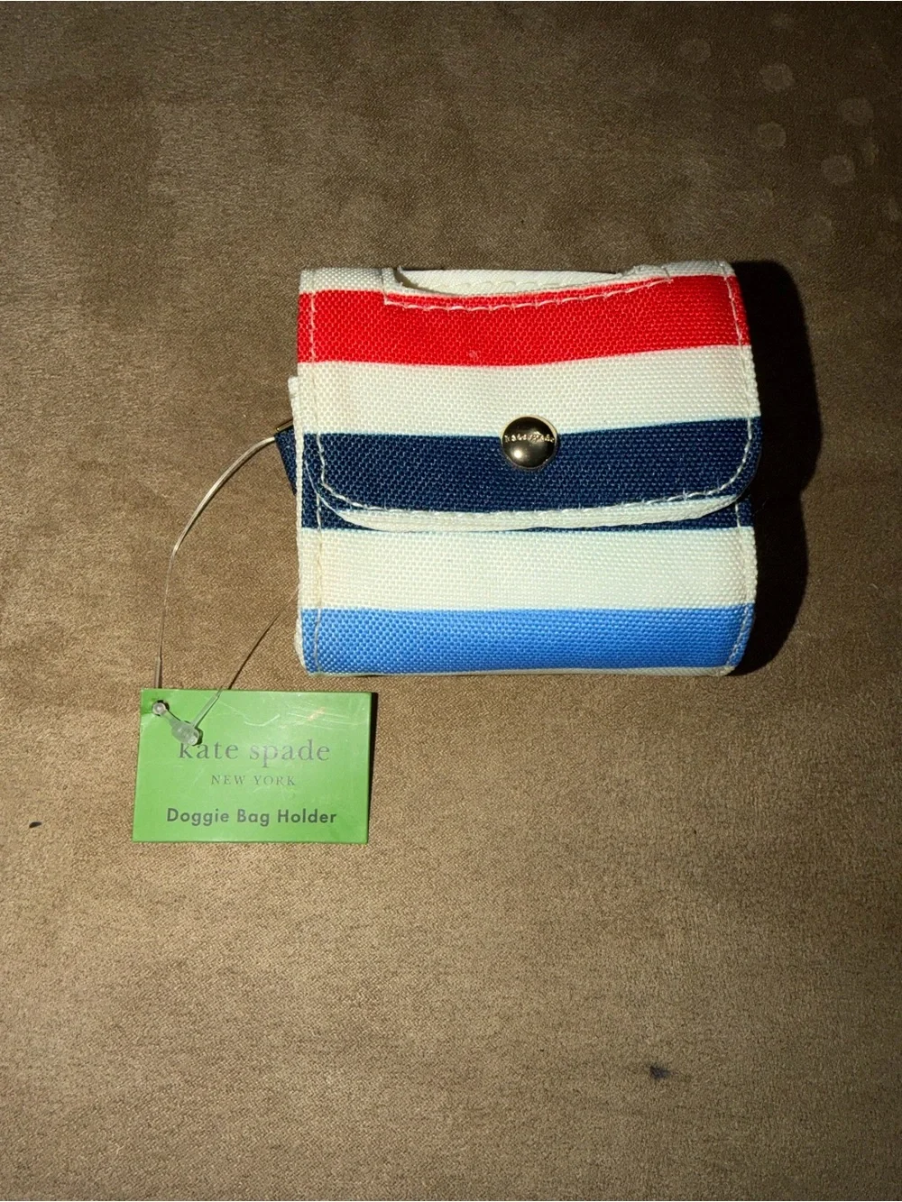 kate spade Striped Canvas Doggie Bag Holder in Red, White, Navy & Green